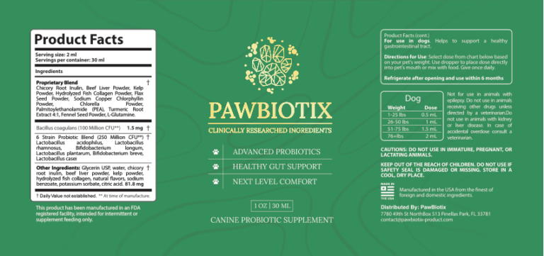 Ingredients of PawBiotix